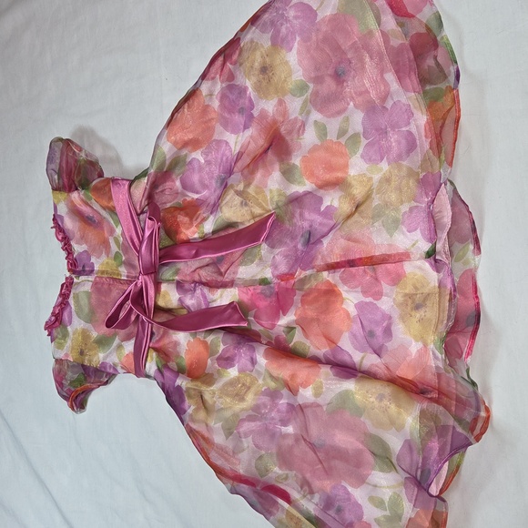 NANNETTE NEW Fancy Dress With Flowers & Ribbon Pink Purple Multicolored Sz 4 NWT - Picture 9 of 12
